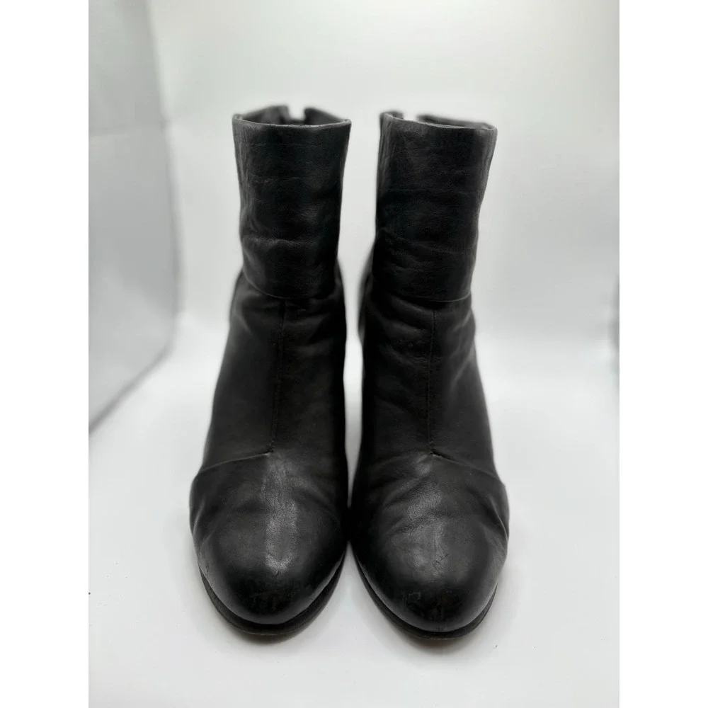 Rag & Bone Womens Black Heeled Bootie Back Zip Leather Shoes Size 37 US 7‎